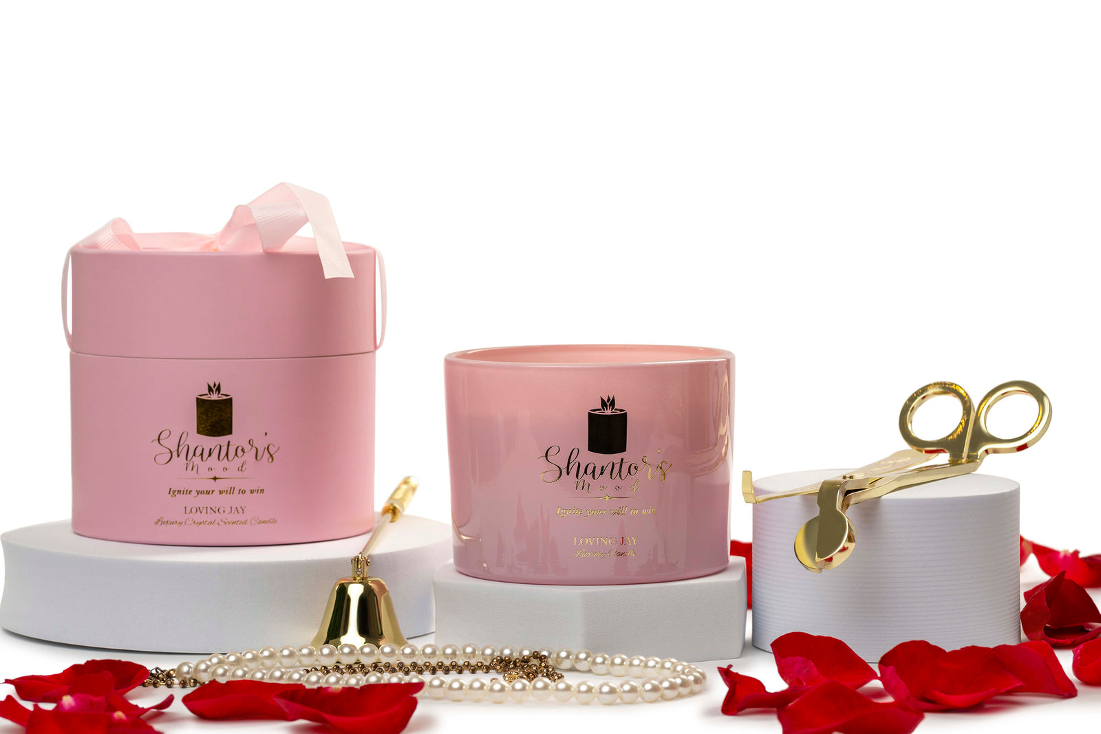 Loving Jay Luxury Crystal Candle with Accessories Bundle